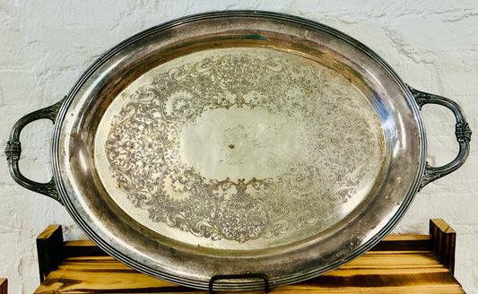 Vintage Silver-Plated Oval Serving Tray, vintage one-of-a-kind find from Monticello Soap Company