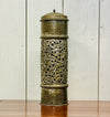 Vintage Ornate Metal Pillar Candle Holder with Lid