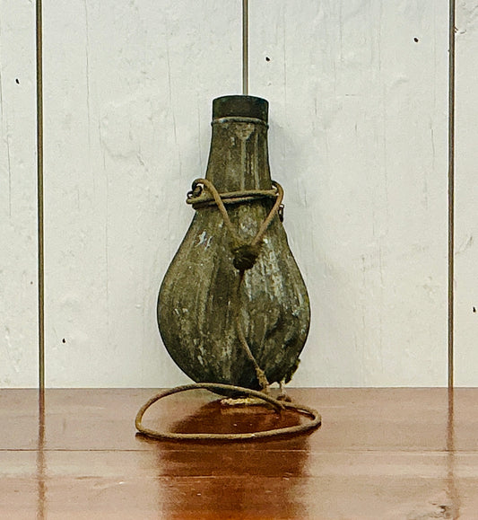 Antique Metal Powderhorn Flask, vintage one-of-a-kind find from Monticello Soap Company