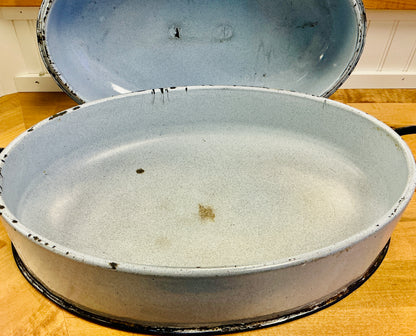 Vintage Savory Enamel Oval Roasting Pan