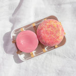 Bamboo Snuggle Tray by Humby Organics holding shampoo and conditioner bars side by side, plastic-free zero-waste