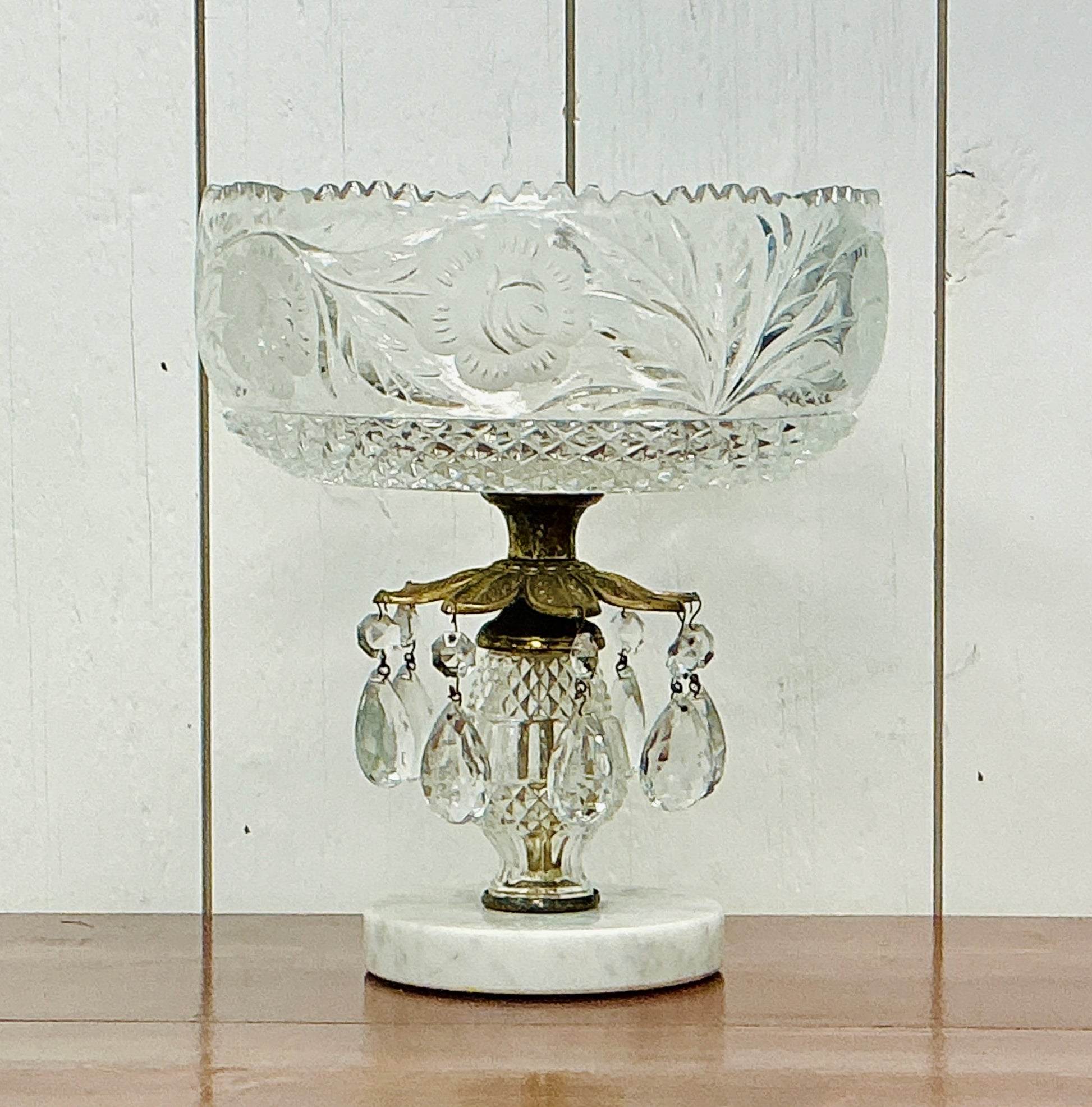 Vintage Hollywood Regency Cut Crystal Compote Bowl, vintage one-of-a-kind find from Monticello Soap Company