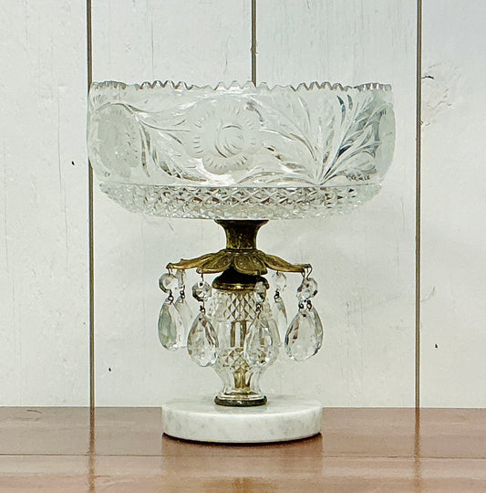 Vintage Hollywood Regency Cut Crystal Compote Bowl, vintage one-of-a-kind find from Monticello Soap Company