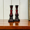 Vintage Avon Cape Cod 1876 Ruby Red Candlesticks, pair