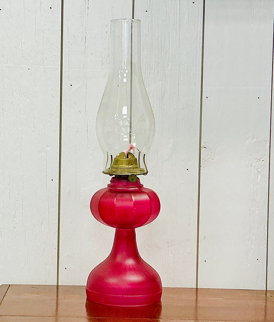 Vintage Cranberry Glass Oil Lamp, vintage one-of-a-kind find from Monticello Soap Company