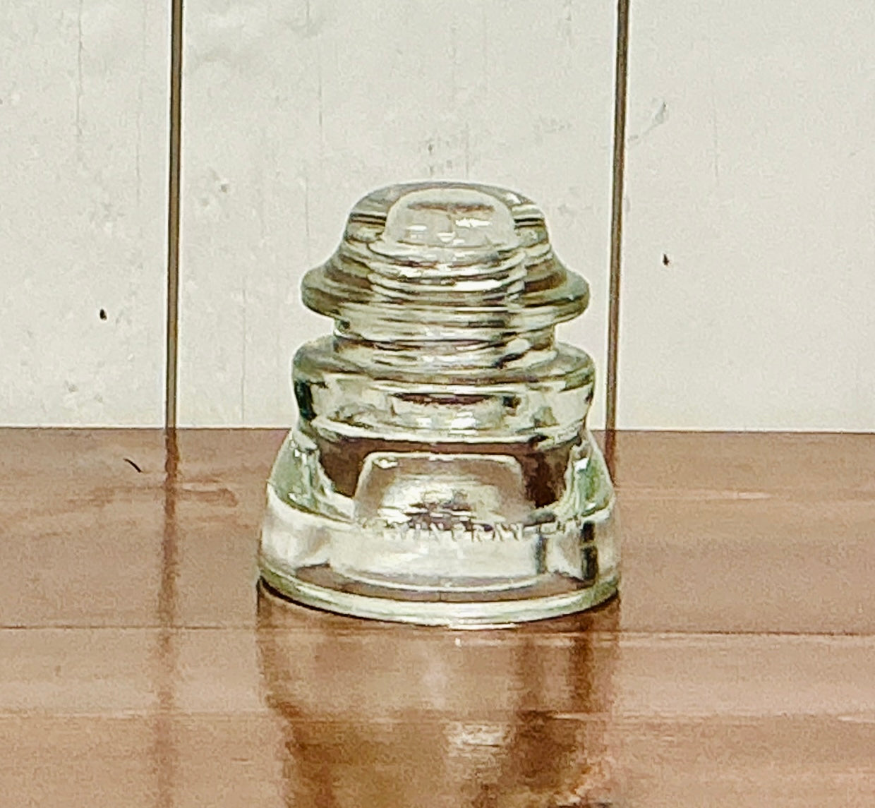 Vintage Hemingray 45 Clear Glass Insulator, vintage one-of-a-kind find from Monticello Soap Company