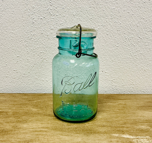 Vintage Blue Glass Ball Canning Jar, vintage one-of-a-kind find from Monticello Soap Company