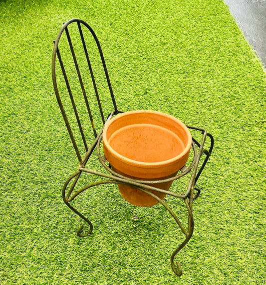 Metal Chair-Shaped Plant Stand, vintage one-of-a-kind find from Monticello Soap Company