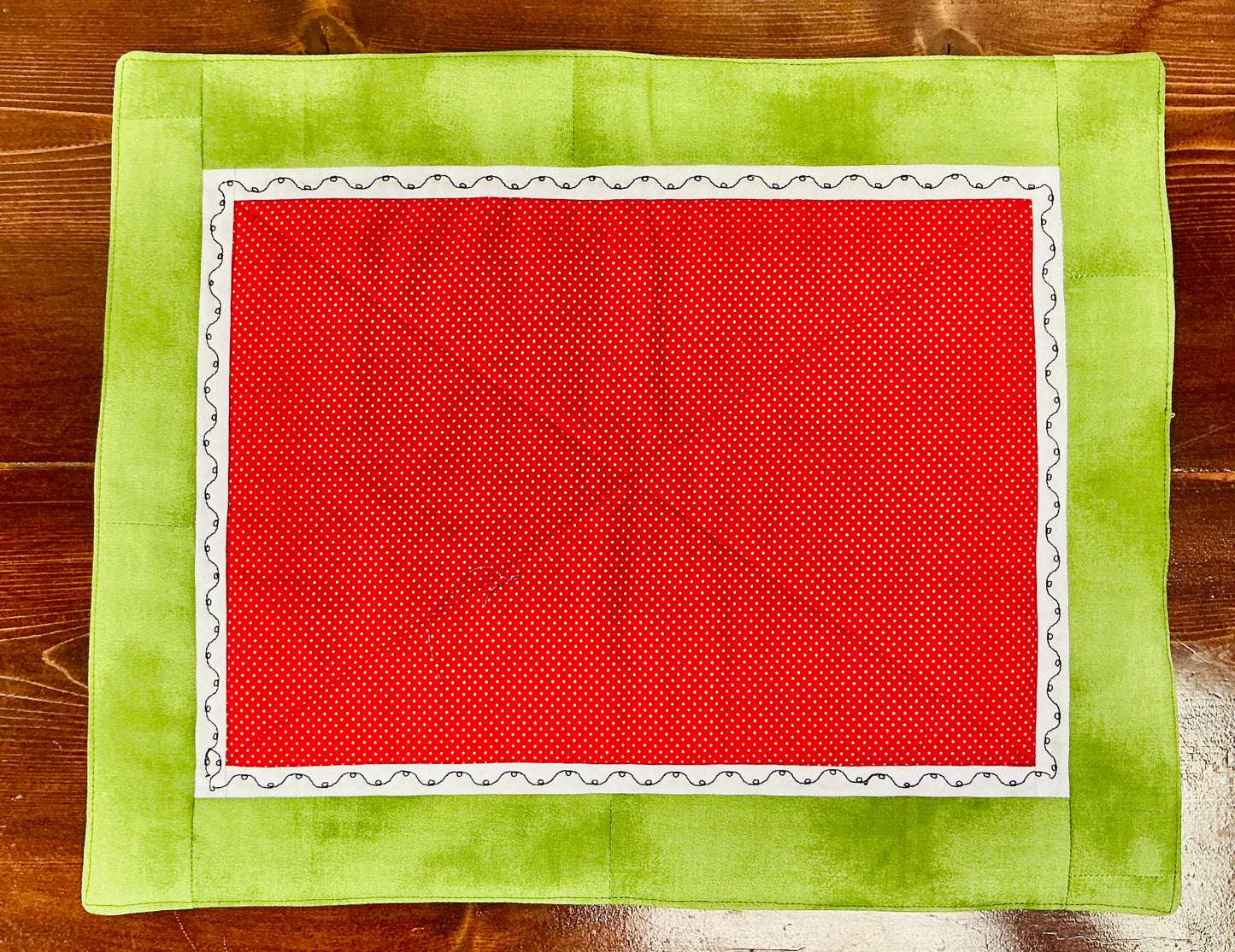 Handmade Quilted Placemat, Seedless Watermelon