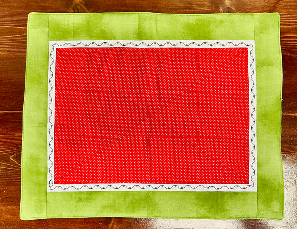 Handmade Quilted Placemat, Seedless Watermelon
