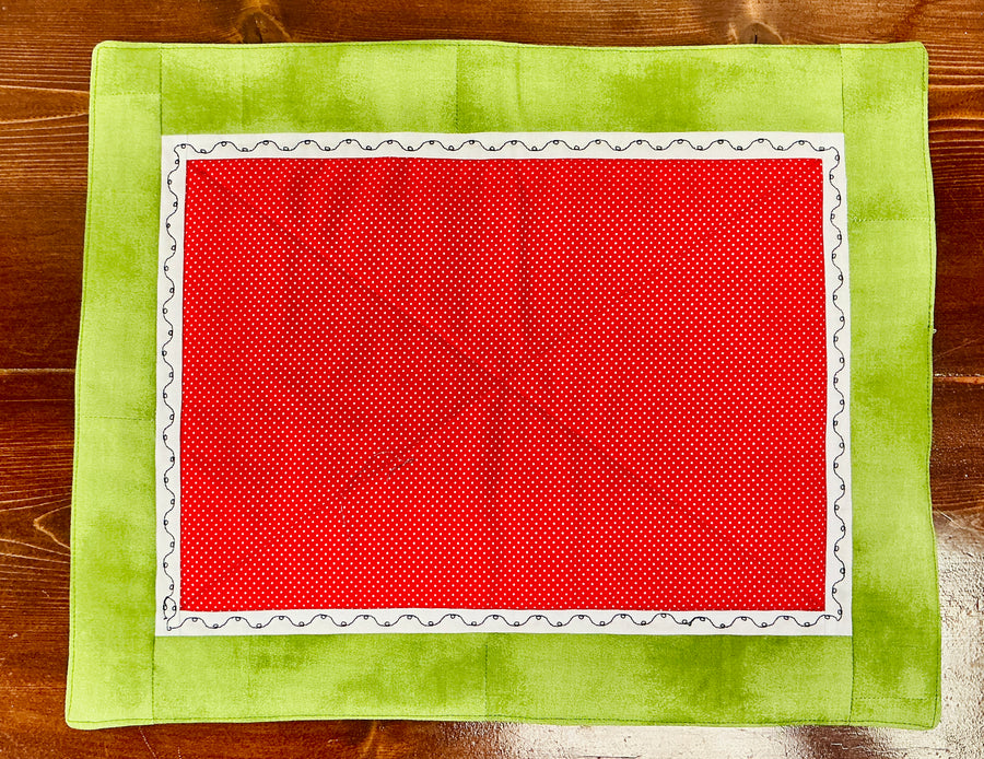 Handmade Quilted Placemat, Seedless Watermelon