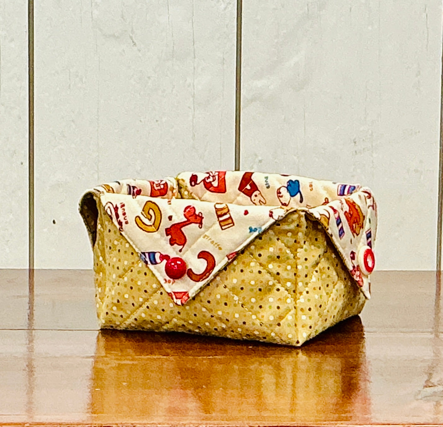 Handmade Quilted Fabric Box, Children's Alphabet