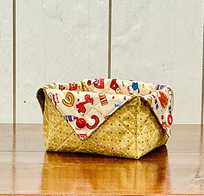 Handmade Quilted Fabric Box, Children's Alphabet