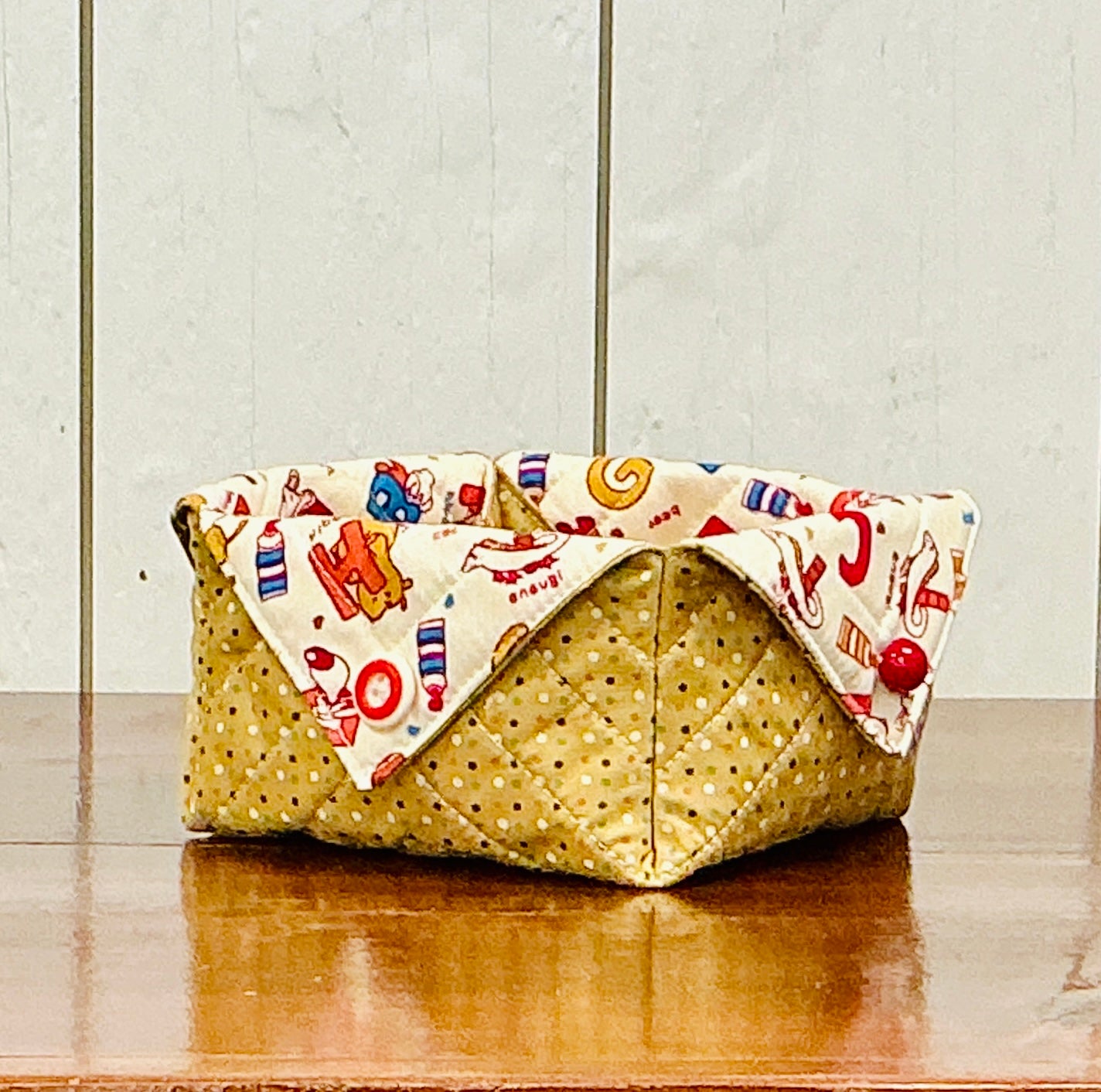 Handmade Quilted Fabric Box, Children's Alphabet