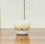 Vintage Dynaware Custard Cup with Solid Dish Soap by Monticello Soap Company, vintage milk-glass cup with zero-waste solid dish soap