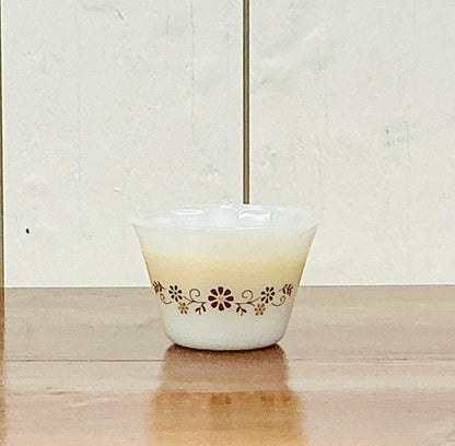 Vintage Dynaware Custard Cup with Solid Dish Soap by Monticello Soap Company, vintage milk-glass cup with zero-waste solid dish soap