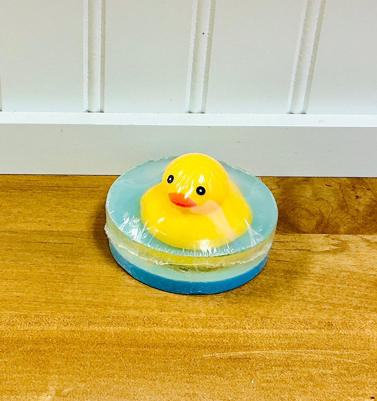 Ducky Soap handcrafted novelty bar by Monticello Soap Company, melt-and-pour bar topped with rubber duck.