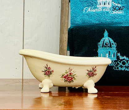 Vintage Ceramic Rose Rhapsody Clawfoot Bathtub