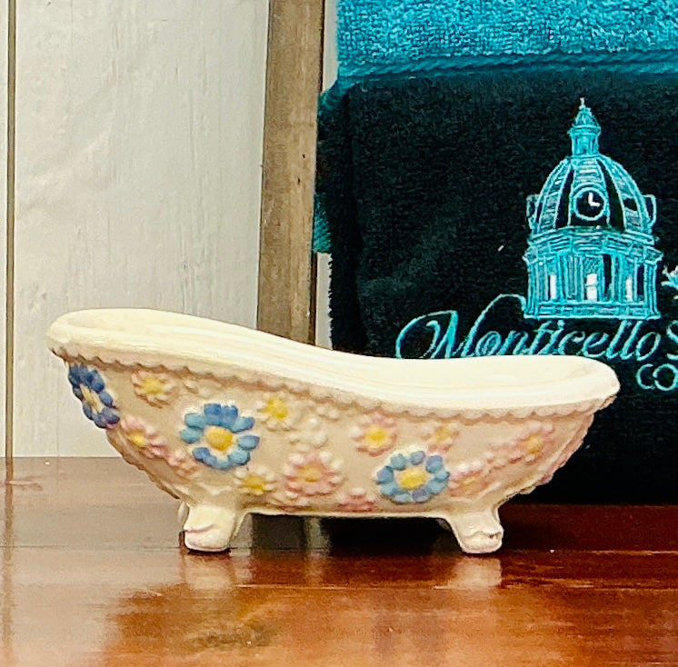 Handmade Vintage Floral Ceramic Bathtub, vintage one-of-a-kind find from Monticello Soap Company