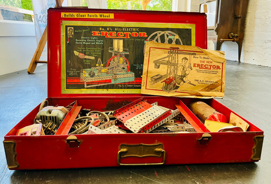 Vintage Erector Set with Original Metal Case & Instruction Manual, vintage one-of-a-kind find from Monticello Soap Company