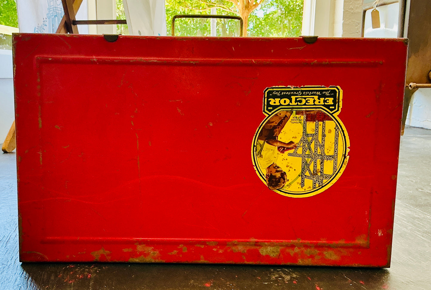 Vintage Erector Set with Original Metal Case & Instruction Manual
