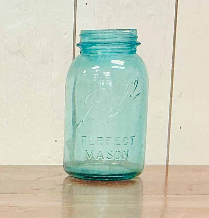 Vintage Ball Perfect Quart Mason Jar Aqua, # 14, vintage one-of-a-kind find from Monticello Soap Company