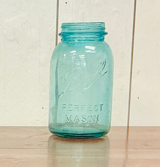 Vintage Ball Perfect Quart Mason Jar Aqua, # 14, vintage one-of-a-kind find from Monticello Soap Company
