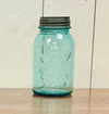 Vintage Ball Perfect Mason Aqua Quart Jar with Galvanized Lid