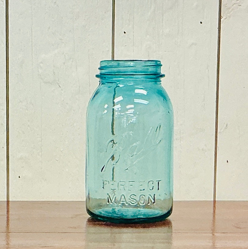 Vintage Ball Perfect Quart Mason Jar Aqua, # 3, vintage one-of-a-kind find from Monticello Soap Company