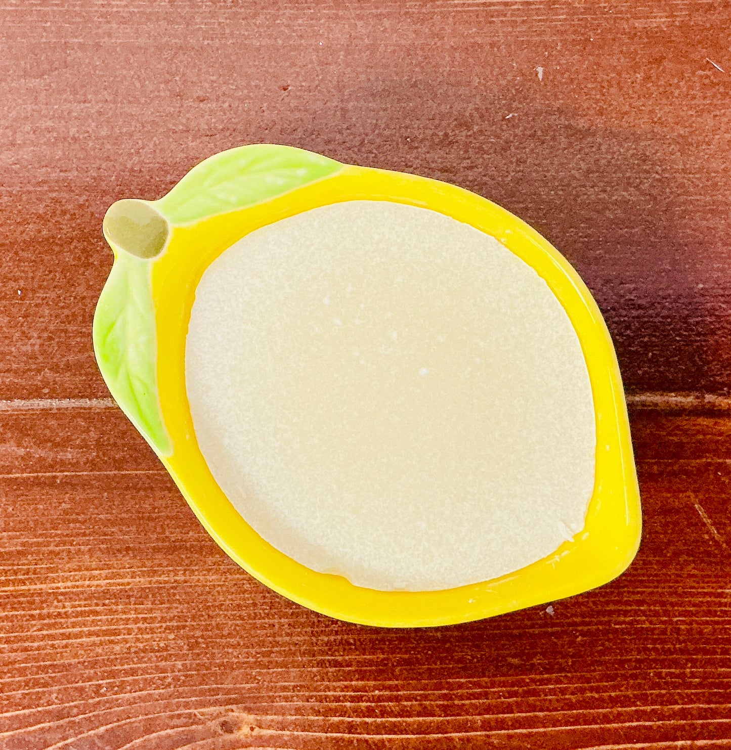 Solid Dish Soap in Lemon Bowl by Monticello Soap Company, zero-waste solid dish soap in ceramic lemon bowl