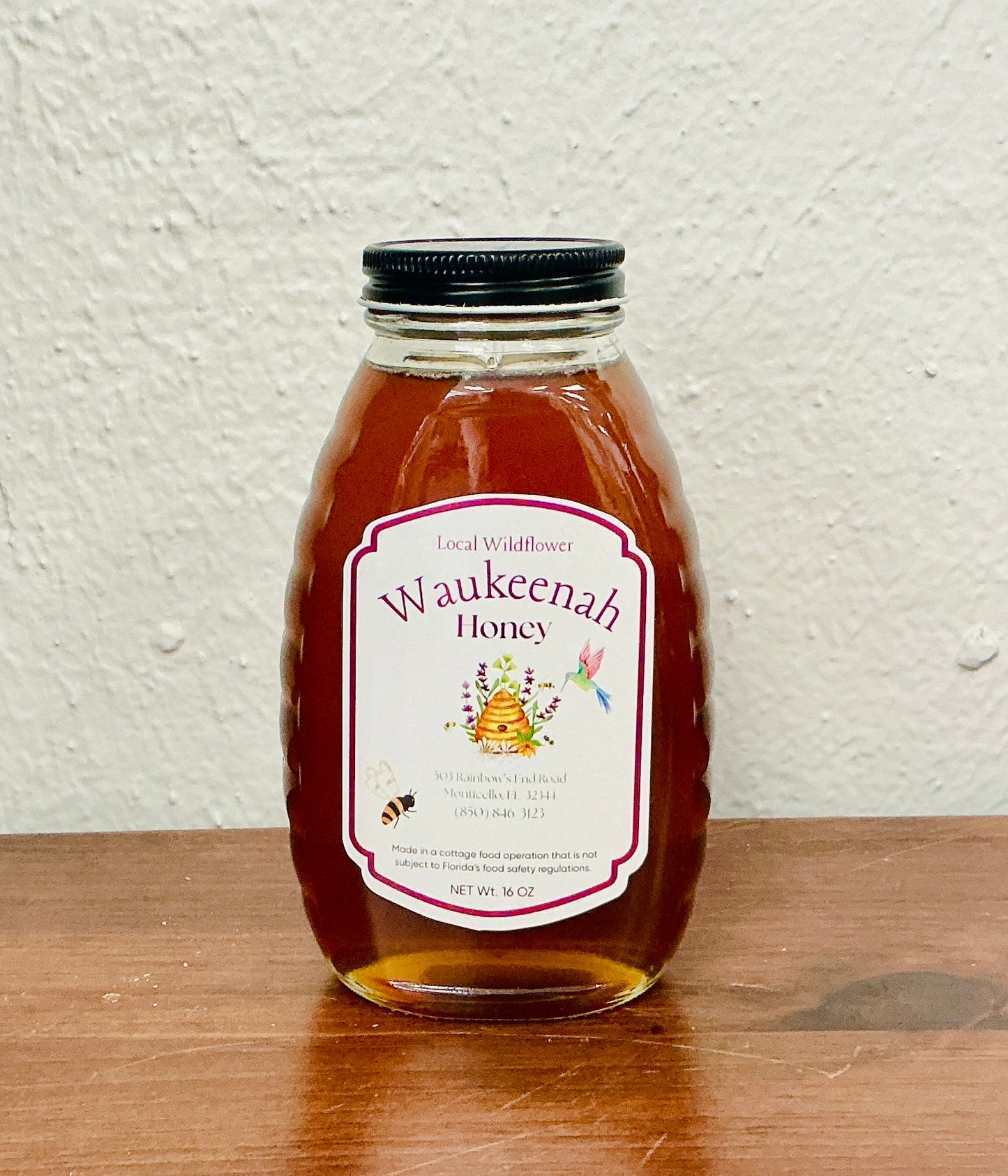 Waukeenah Honey 1 pound glass jar