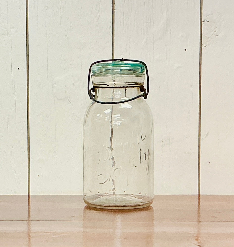 Vintage Double Safety Glass Canning Jar