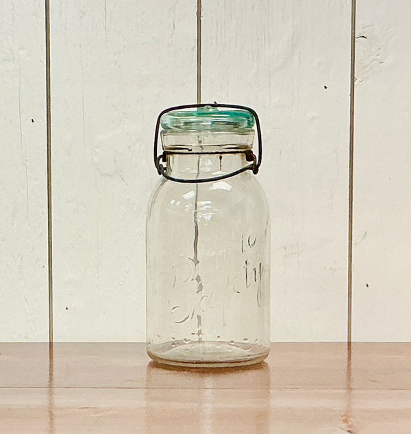 Vintage Double Safety Glass Canning Jar