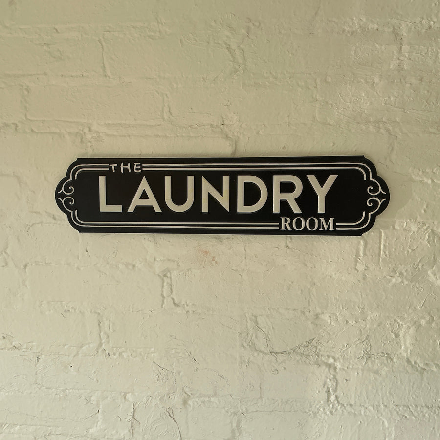 The Laundry Room Black Metal Sign
