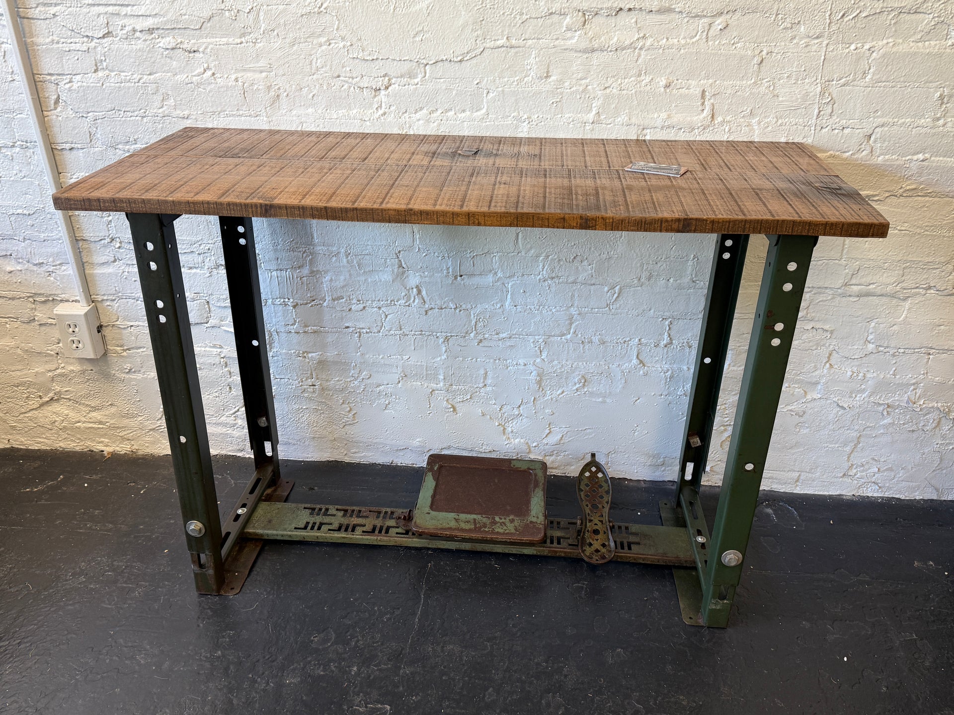 Industrial Sewing Machine Base Table with Milled Poplar Wood Top