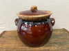 Vintage Hull Brown Drop Stoneware Bean Pot with Lid