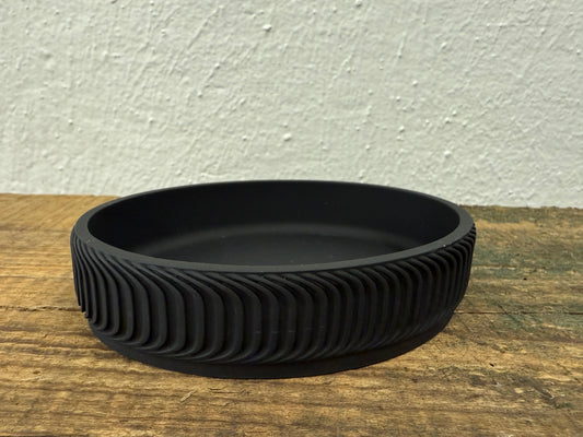 Black Grooved Oval Poly-resin Soap Dish