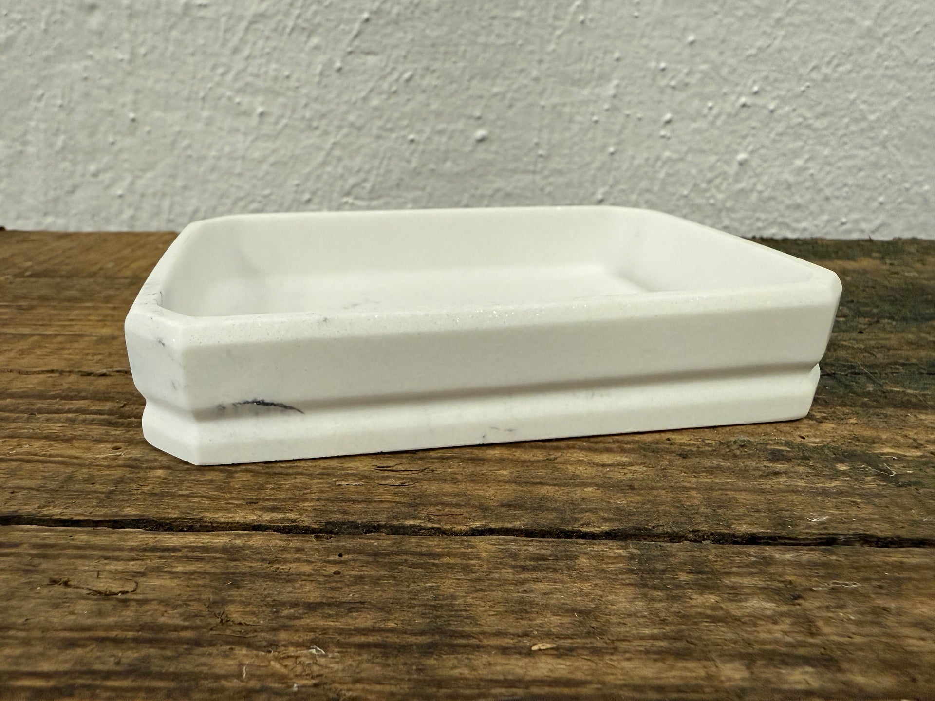 White Marble Poly-resin Rectangle Soap Dish