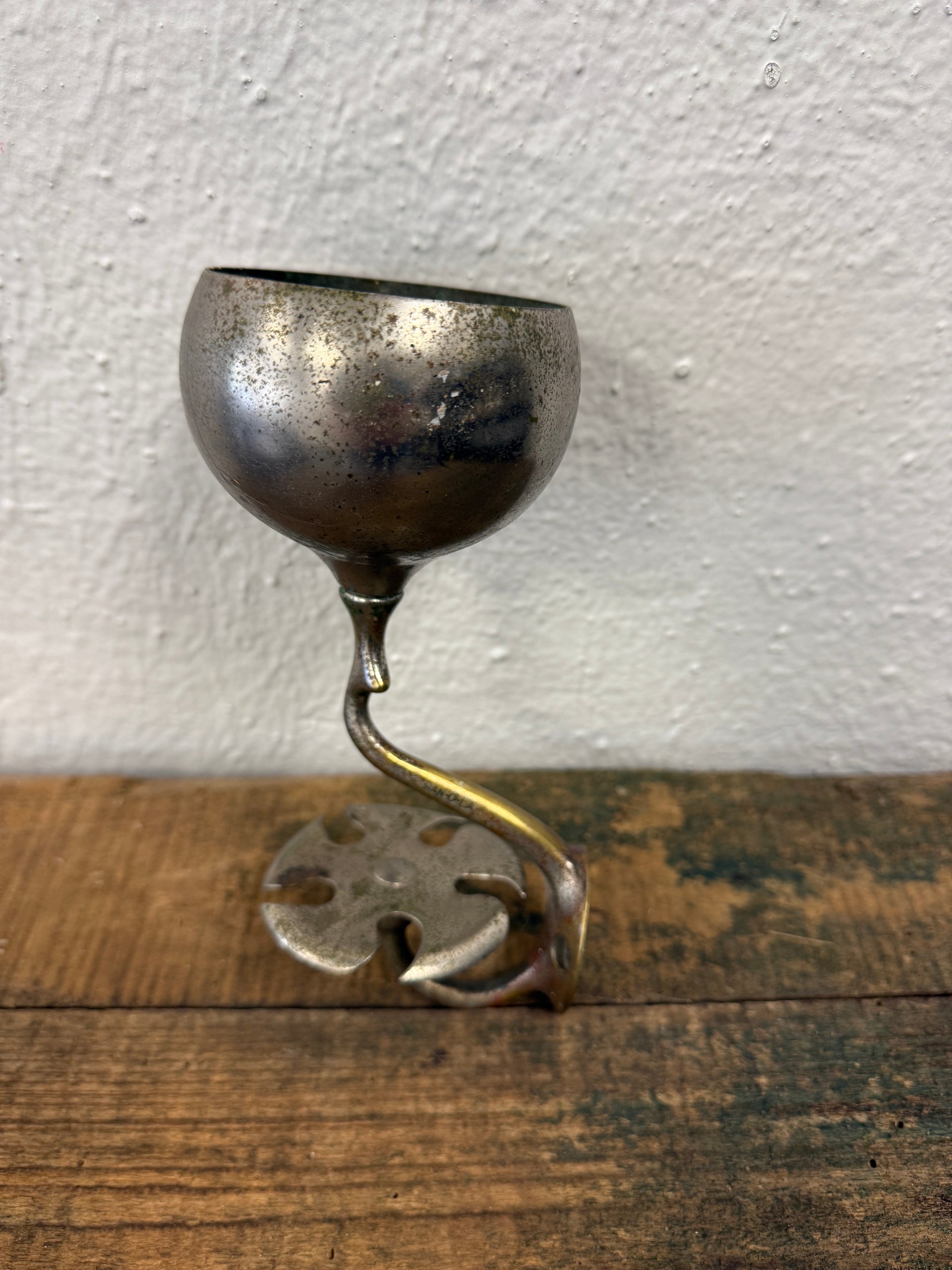 Antique San-O-La Silver Plated Brass Victorian Cup & Toothbrush Holder