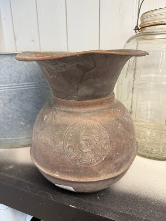 Vintage Brass 5 Cent Cigar Spittoon