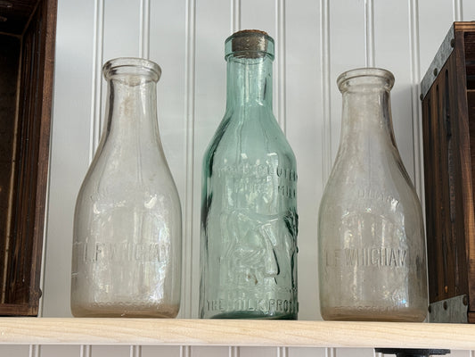 Vintage L.F. Whigham Glass Milk Bottle – 1 Quart