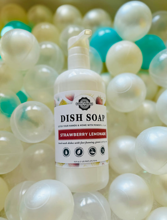 Liquid Dish Soap, 16 oz Pump Bottle - Strawberry Lemonade