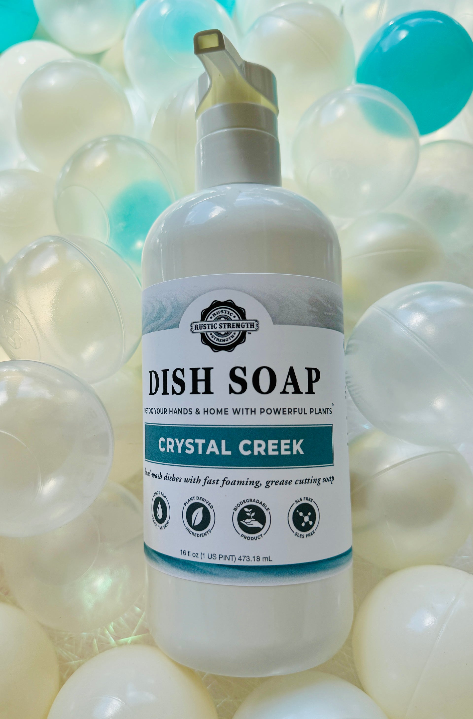 Liquid Dish Soap, 16 oz Pump Bottle - Crystal Creek