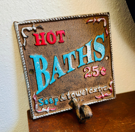 Cast Iron Bath Sign & Hook