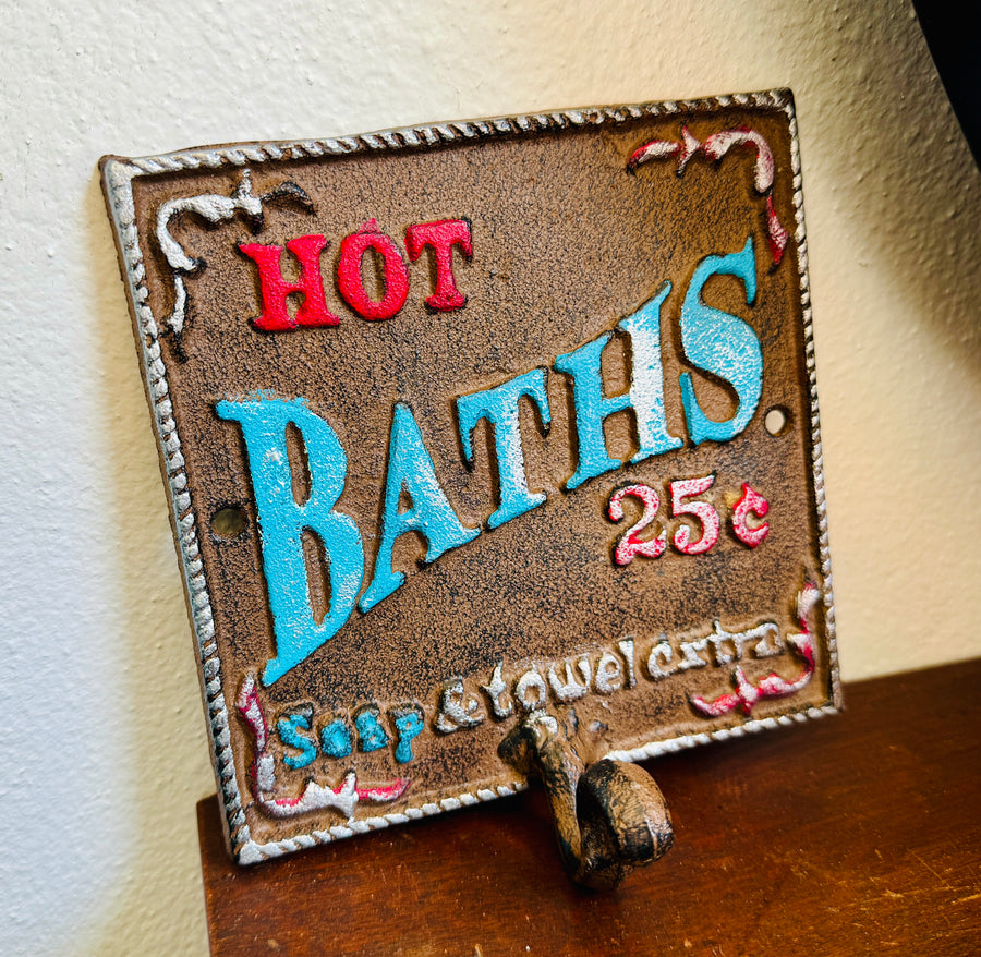 Cast Iron Bath Sign & Hook