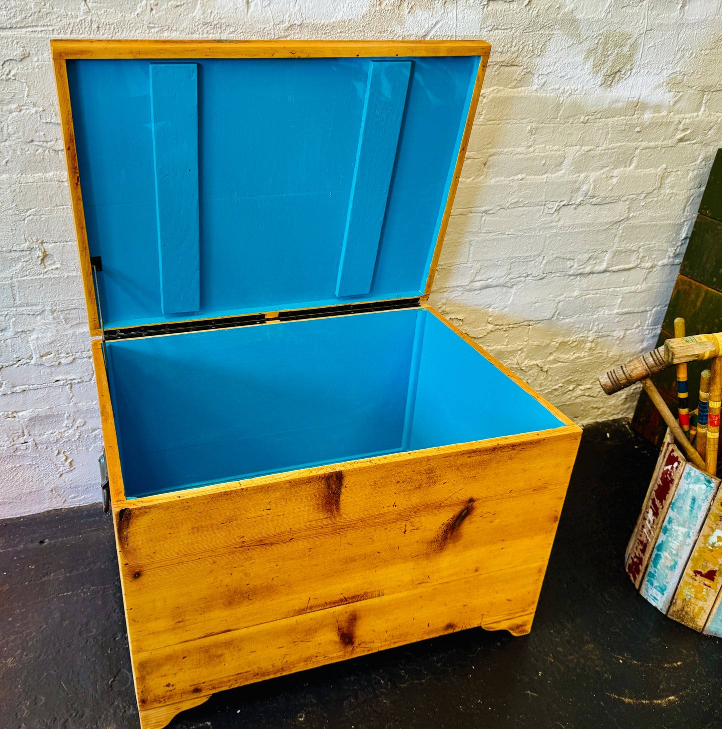 Wood Chest with Painted interior