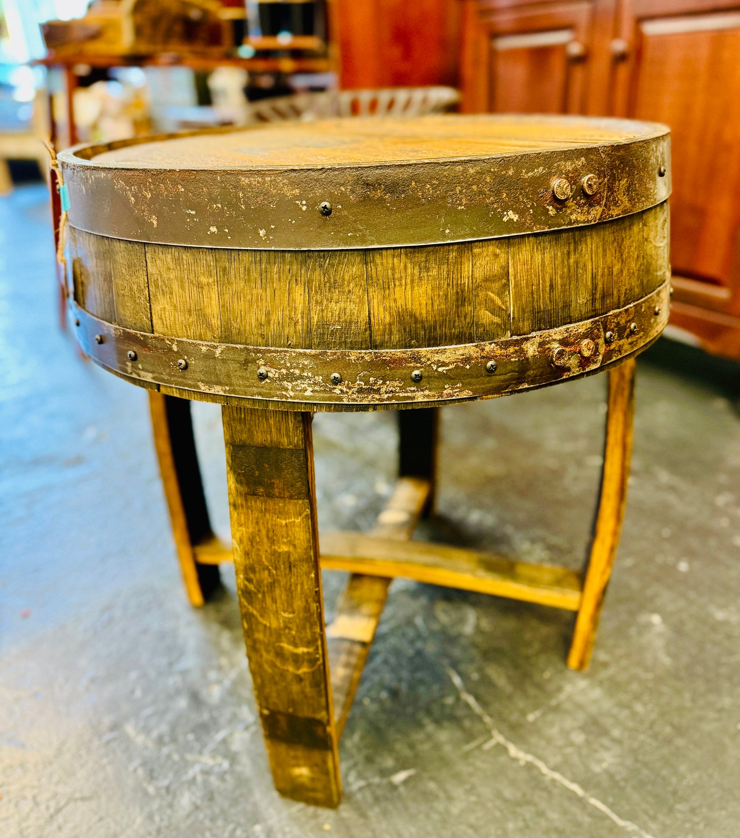 Whiskey Barrel Round Table