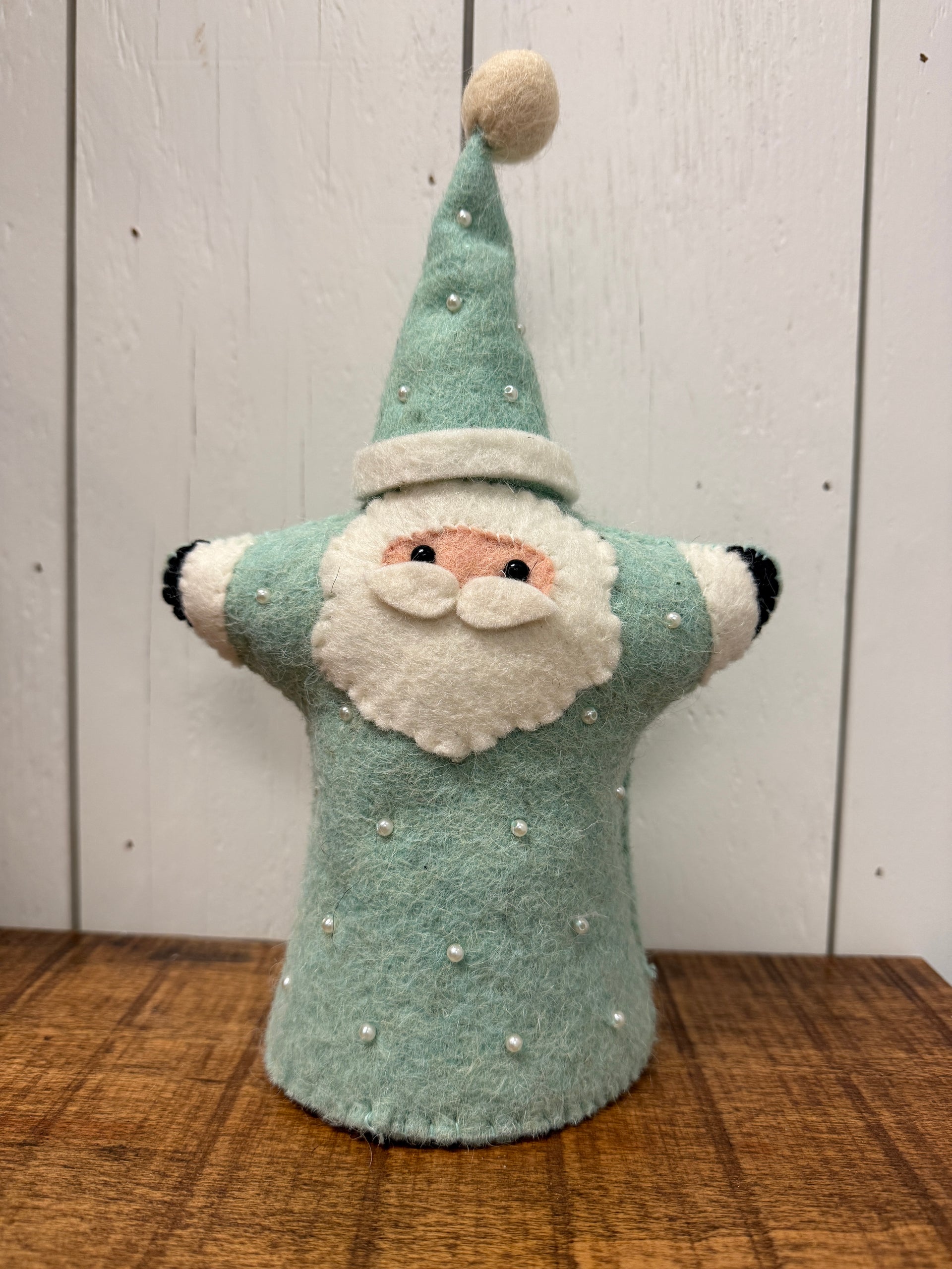 Blue Felt Fat Santa Claus Tree Topper