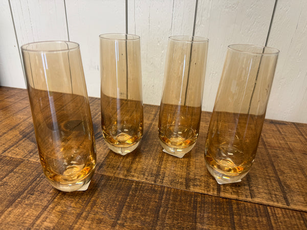 Apricot Gold Luster Stemless Champagne Flutes, Set of 4, vintage one-of-a-kind find from Monticello Soap Company