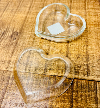 Clear Glass Heart Shaped Trinket/Jewelry Boxes